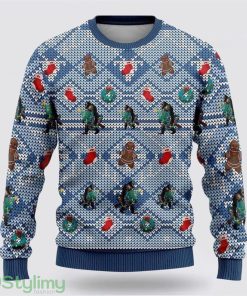 Bigfoot Christmas Blue Pattern Ugly Christmas Sweater Best Gift For Christmas Men And Women Gift Product Photo 1