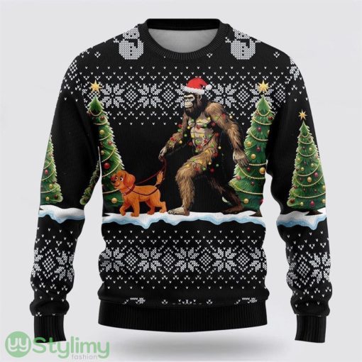 Bigfoot Christmas Dog Black Pattern Ugly Christmas Sweater Best Gift For Christmas Men And Women Gift
