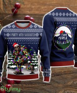 Bigfoot Christmas I Party With Sasquatch Camping Knitting Pattern Christmas Ugly Christmas Sweater Christmas Holiday Gift For Men And Women Product Photo 1