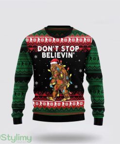 Bigfoot Dont Stop Believing Ugly Christmas Sweater Knit Wool Sweater Gifts For Bigfoot Lovers Product Photo 1