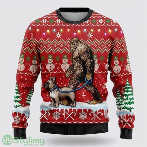 Bigfoot Goes To Spend Christmas With Golden Retriever Ugly Christmas Sweater Best Gift For Christmas Men And Women Gift
