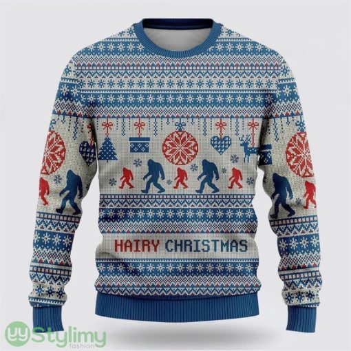 Bigfoot Hairy Christmas Blue Ugly Christmas Sweater Best Gift For Christmas Men And Women Gift