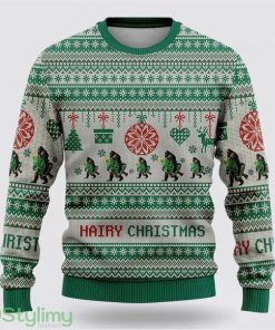 Bigfoot Hairy Christmas Green Pattern Ugly Christmas Sweater Best Gift For Christmas Men And Women Gift Product Photo 1