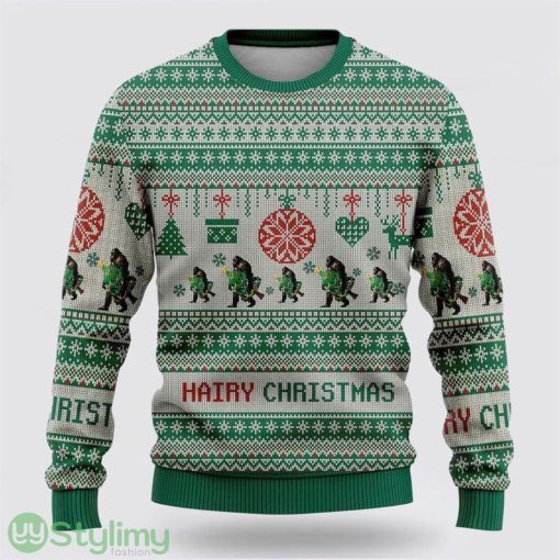 Bigfoot Hairy Christmas Green Pattern Ugly Christmas Sweater Best Gift For Christmas Men And Women Gift