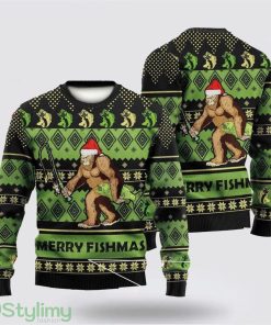 Bigfoot Merry Fishmas Green Ugly Christmas Sweater Best Gift For Christmas Men And Women Gift Product Photo 1