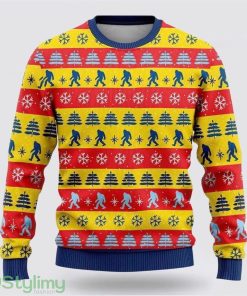 Bigfoot Red And Yellow Pattern Ugly Christmas Sweater Best Gift For Christmas Men And Women Gift Product Photo 1