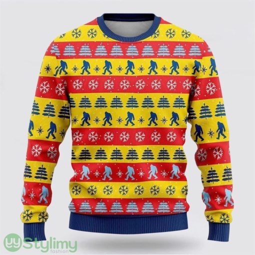 Bigfoot Red And Yellow Pattern Ugly Christmas Sweater Best Gift For Christmas Men And Women Gift