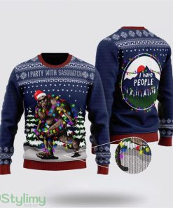 Bigfoot Santa Christmas Tree Lights Hate People Ugly Sweater Gifts For Bigfoot Lovers Product Photo 1