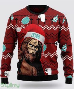 Bigfoot Santa Claus I Am Done Ugly Christmas Sweater Best Gift For Christmas Men And Women Gift Product Photo 1
