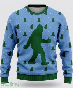 Bigfoot Sasquatch Funny Blue Pattern Ugly Christmas Sweater Best Gift For Christmas Men And Women Gift Product Photo 1