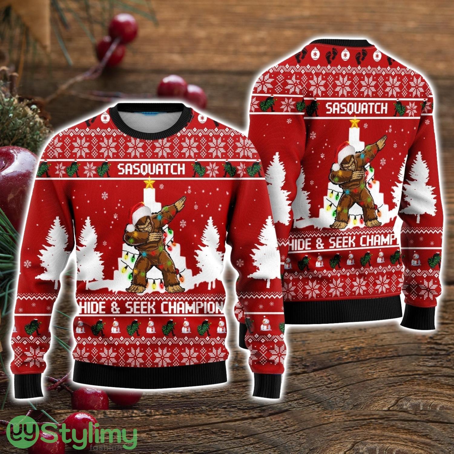 Bigfoot Sasquatch Hide And Seek Champion Ugly Christmas Sweater Christmas Holiday Gift For Men And Women 3 Bigfoot Sasquatch Hide And Seek Champion Ugly Christmas Sweater Christmas Holiday Gift For Men And Women Product Photo 1