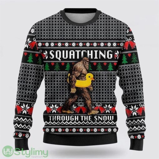 Bigfoot Squatching Duck Ugly Christmas Sweater Best Gift For Christmas Men And Women Gift