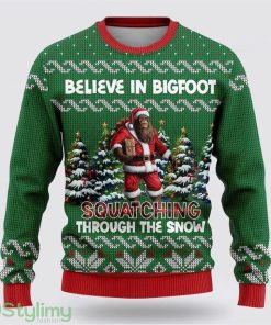 Bigfoot Squatching Through The Snow Ugly Christmas Sweater Best Gift For Christmas Men And Women Gift Product Photo 1