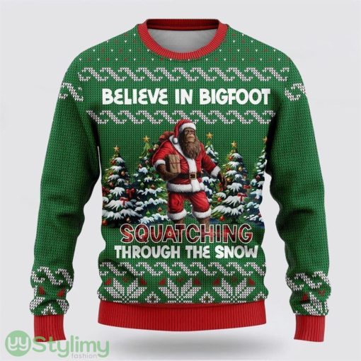 Bigfoot Squatching Through The Snow Ugly Christmas Sweater Best Gift For Christmas Men And Women Gift