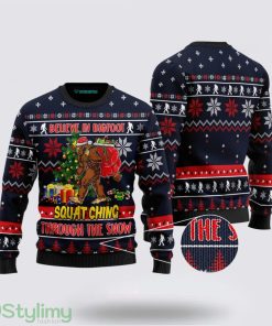 Bigfoot Squats Ching Ugly Christmas Sweater Gifts For Bigfoot Lovers Product Photo 1