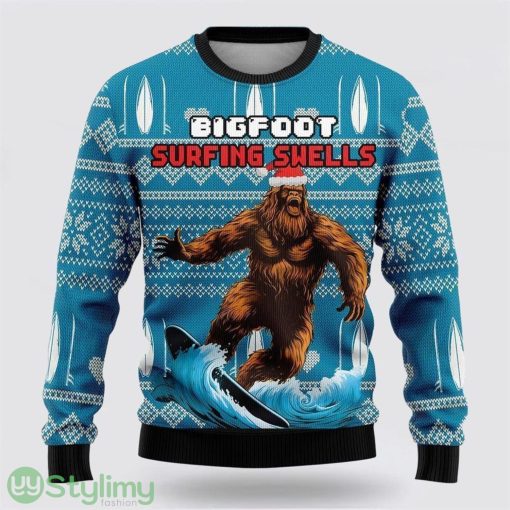 Bigfoot Surfing Swells Ugly Christmas Sweater Best Gift For Christmas Men And Women Gift