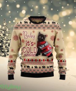 Black Cat Baby Ugly Christmas Sweater - Cat Lover Christmas Sweater - OwlOhh Product Photo 1