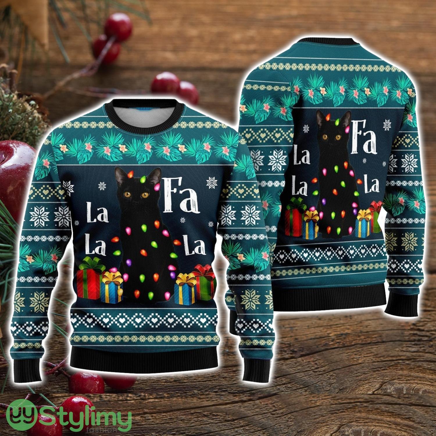 Black Cat Falalala Ugly Christmas Sweater Christmas Holiday Gift For Men And Women 3 Black Cat Falalala Ugly Christmas Sweater Christmas Holiday Gift For Men And Women Product Photo 1