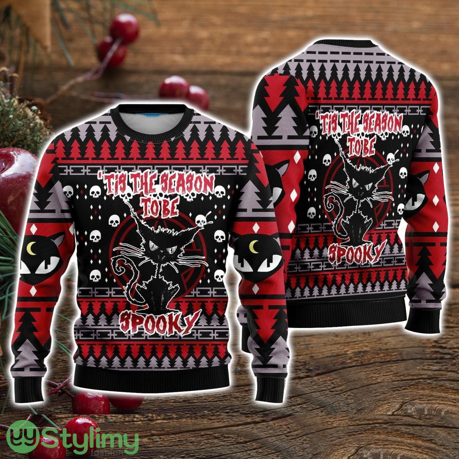 Black Cat Spooky Halloween Ugly Christmas Sweater Christmas Holiday Gift For Men And Women 3 Black Cat Spooky Halloween Ugly Christmas Sweater Christmas Holiday Gift For Men And Women Product Photo 1