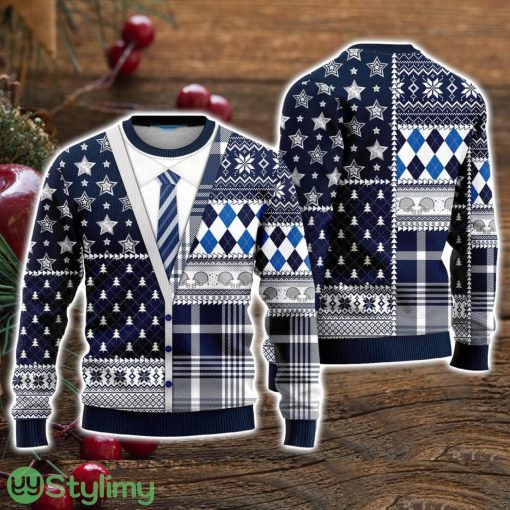 Blue Cowboy American Football Team Cardigan Ugly Christmas Sweater Christmas Holiday Gift For Men And Women Product Photo 1