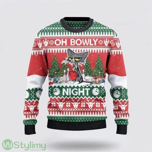 Bowling Lovers Gift Oh Bowly Night Grumpy Cat Ugly Christmas Sweater Christmas Gift For Bowling Enthusiasts