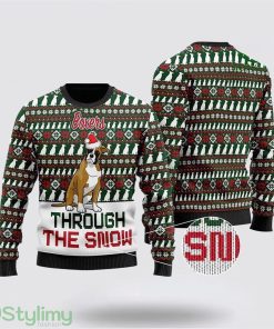 Boxers Through The Snow Christmas Ugly Sweater Pet Lover Christmas Sweater Holiday Gift Product Photo 1