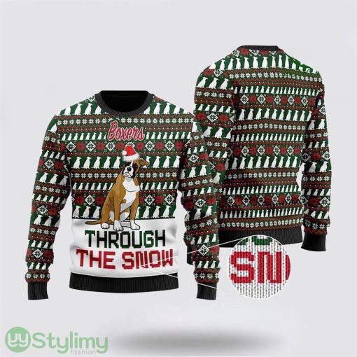Boxers Through The Snow Christmas Ugly Sweater Pet Lover Christmas Sweater Holiday Gift