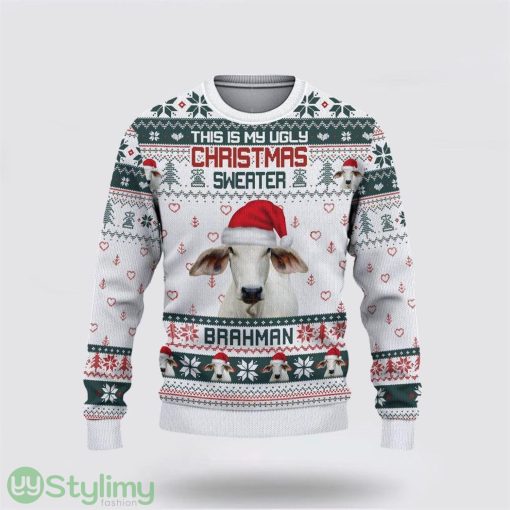 Brahman Green Merry Christmas Ugly Sweater, Gifts For Farmers, Rural Lovers
