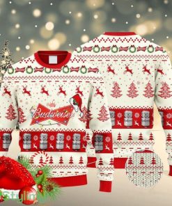 Budweiser Reindeer Snowy Night Christmas Ugly Sweater 3D Product Photo 1