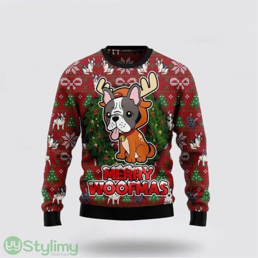 Bulldog Reindeer Ugly Christmas Sweater Pet Lover Christmas Sweater Holiday Gift