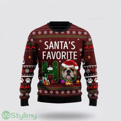 Bulldog Santa Favorite Ho Christmas Ugly Sweater Pet Lover Christmas Sweater Holiday Gift