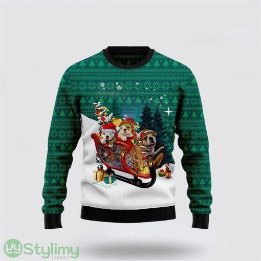 Bulldog Sleigh Ugly Christmas Sweater Pet Lover Christmas Sweater Holiday Gift
