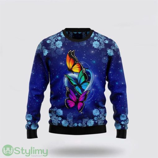 Butterfly Galaxy Ugly Christmas Sweater Sweater Gifts For Pet Lover