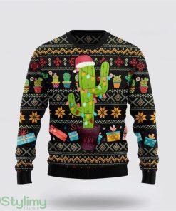Cactus Wearing Santa Claus Hat Ugly Sweater Christmas Gifts For Frends Product Photo 1
