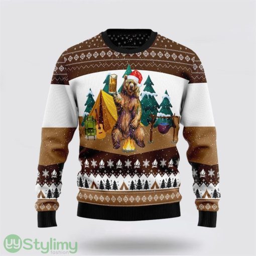 Camping Bear I Hate People Funny Ugly Christmas Sweater Sweater Gifts For Pet Lover