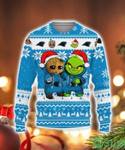 Carolina Panthers Baby Groot And Grinch Best Friends Football American Ugly Christmas Sweater Product Photo 1