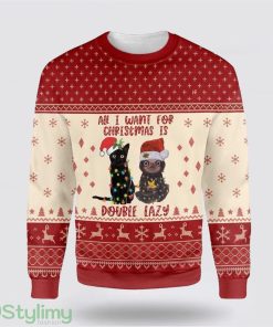 Cat All I Want For Christmas Is Double Lazy Cat And Sloth Ugly Christmas Sweater Cat Lover Christmas Sweater Holiday Gift Product Photo 1