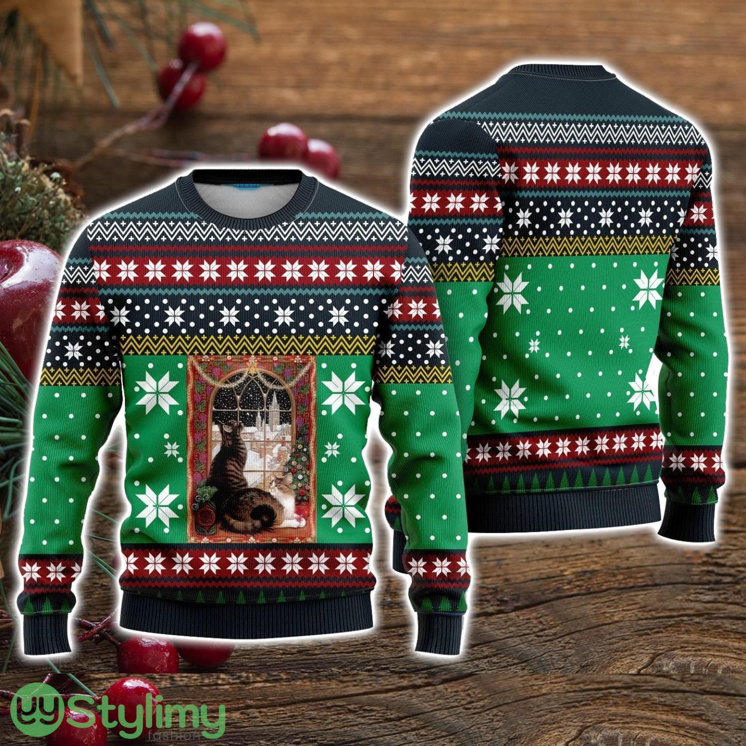 Cat Christmas Snow Window Ugly Christmas Sweater Christmas Holiday Gift For Men And Women 3 Cat Christmas Snow Window Ugly Christmas Sweater Christmas Holiday Gift For Men And Women Product Photo 1