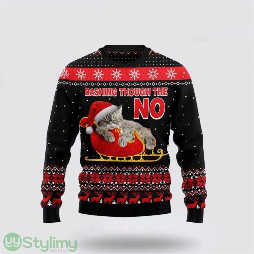 Cat Dashing Through The No Ugly Christmas Sweater Cat Lover Christmas Sweater Holiday Gift
