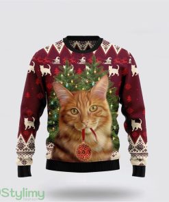 Cat Decor Pine Ugly Christmas Sweater Cat Lover Christmas Sweater Holiday Gift Product Photo 1