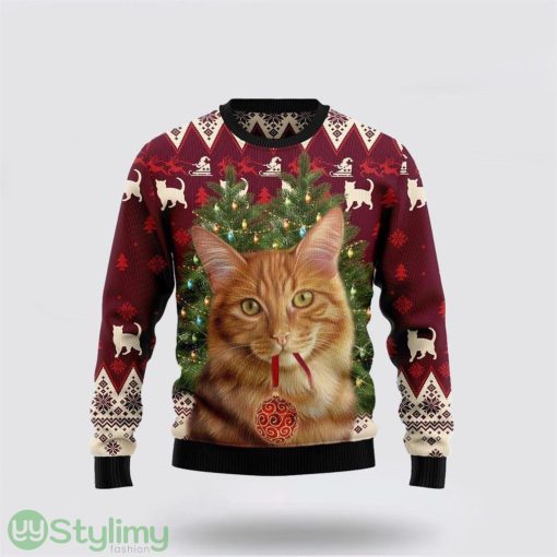 Cat Decor Pine Ugly Christmas Sweater Cat Lover Christmas Sweater Holiday Gift