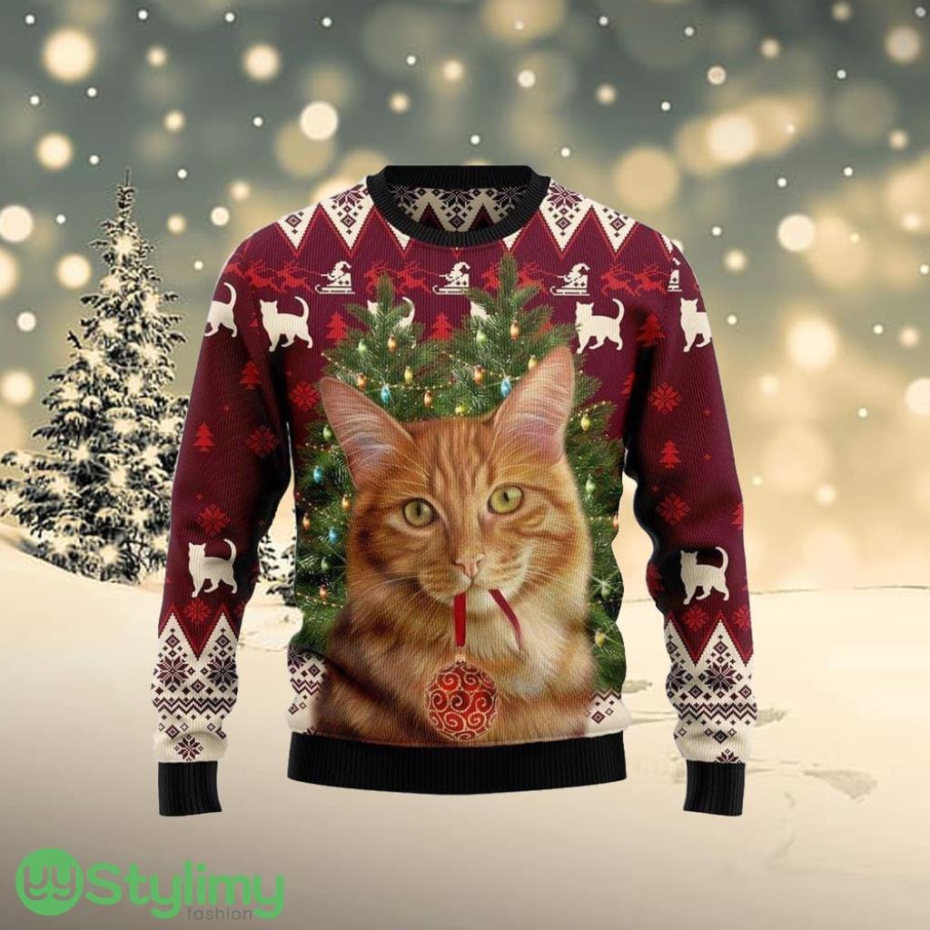 Cat Decor Pine Ugly Christmas Sweater 3 Cat Decor Pine Ugly Christmas Sweater Product Photo 1