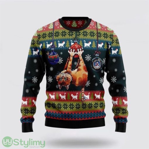 Cat Hanging On Xmas Tree Ugly Christmas Sweater Cat Lover Christmas Sweater Holiday Gift