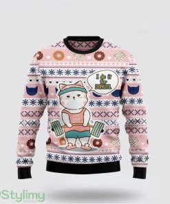 Cat I Do It For Donuts Ugly Christmas Sweater Cat Lover Christmas Sweater Holiday Gift Product Photo 1