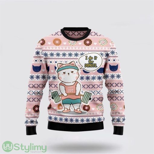 Cat I Do It For Donuts Ugly Christmas Sweater Cat Lover Christmas Sweater Holiday Gift