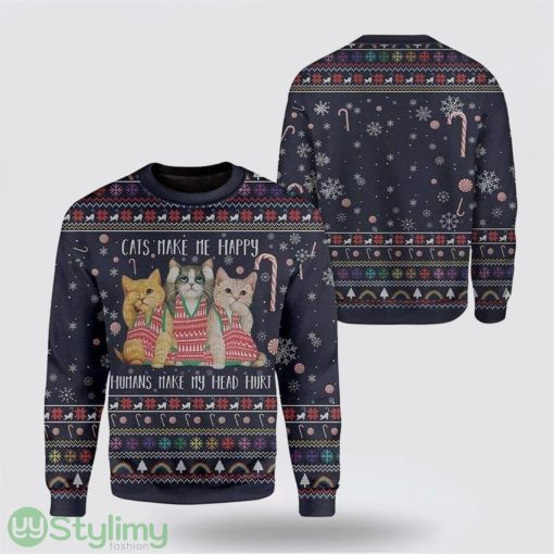 Cat Make Me Happy Ugly Christmas Sweater Cat Lover Christmas Sweater Holiday Gift