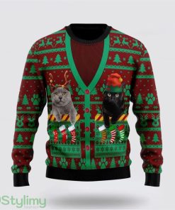 Cat Pocket Xmas Ugly Christmas Sweater Cat Lover Christmas Sweater Holiday Gift Product Photo 1