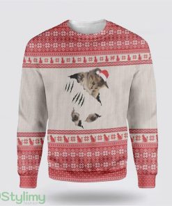 Cat Scratch Ugly Christmas Sweater Cat Lover Christmas Sweater Holiday Gift Product Photo 1