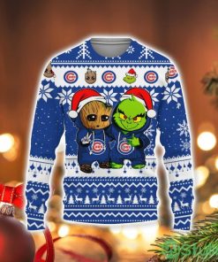 Chicago Cubs Baby Groot And Grinch Best Friends Football American Ugly Christmas Sweater Product Photo 1