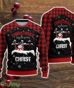Christmas Begin With Christ Ugly Christmas Sweater Christmas Holiday Gift For Men And Women Product Photo 1